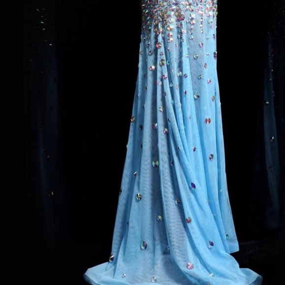 New Sherri Hill Light Blue Dress Sz 6 Prom Dance Lux Dress - Picture 7 of 9